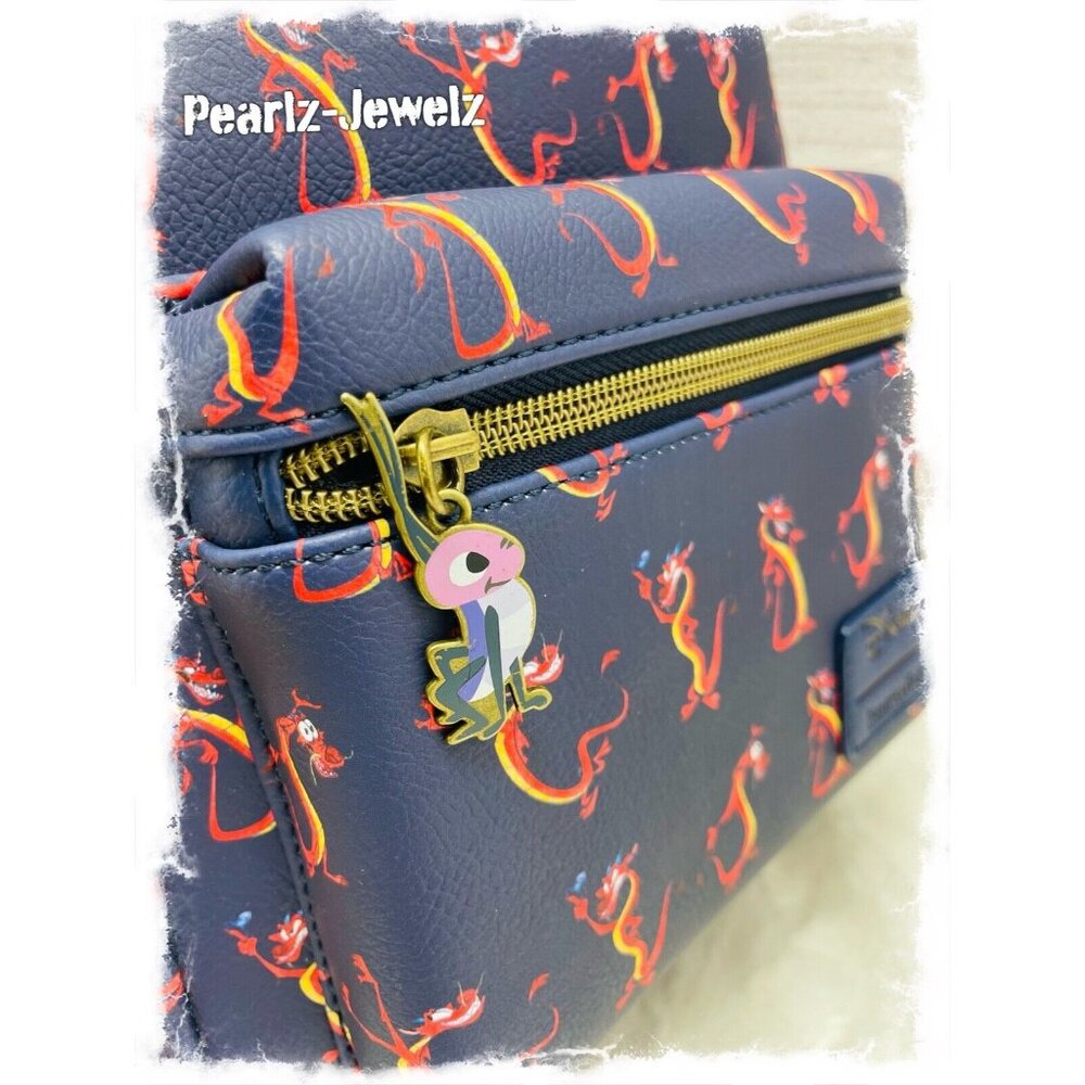 Loungefly Disney Princess Mulan Mushu Dragon Allover Print Mini Backpack NWT - Picture 2 of 6
